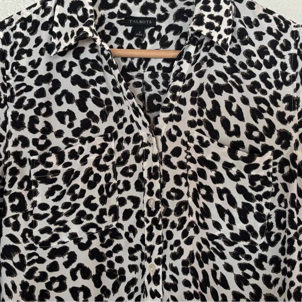 Talbots Monochrome Leopard Print Button Down Shirt - image 4